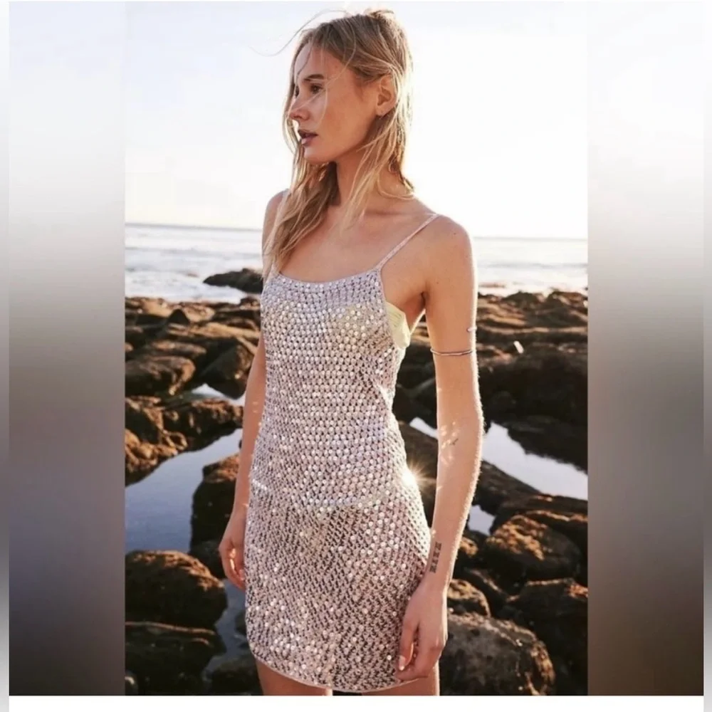 Flook The Label‎ x Free People Silver Mini Dress Size Medium NWT